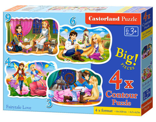 Puzzle konturowe 4w1 3-4-6-9 Fairytale Love