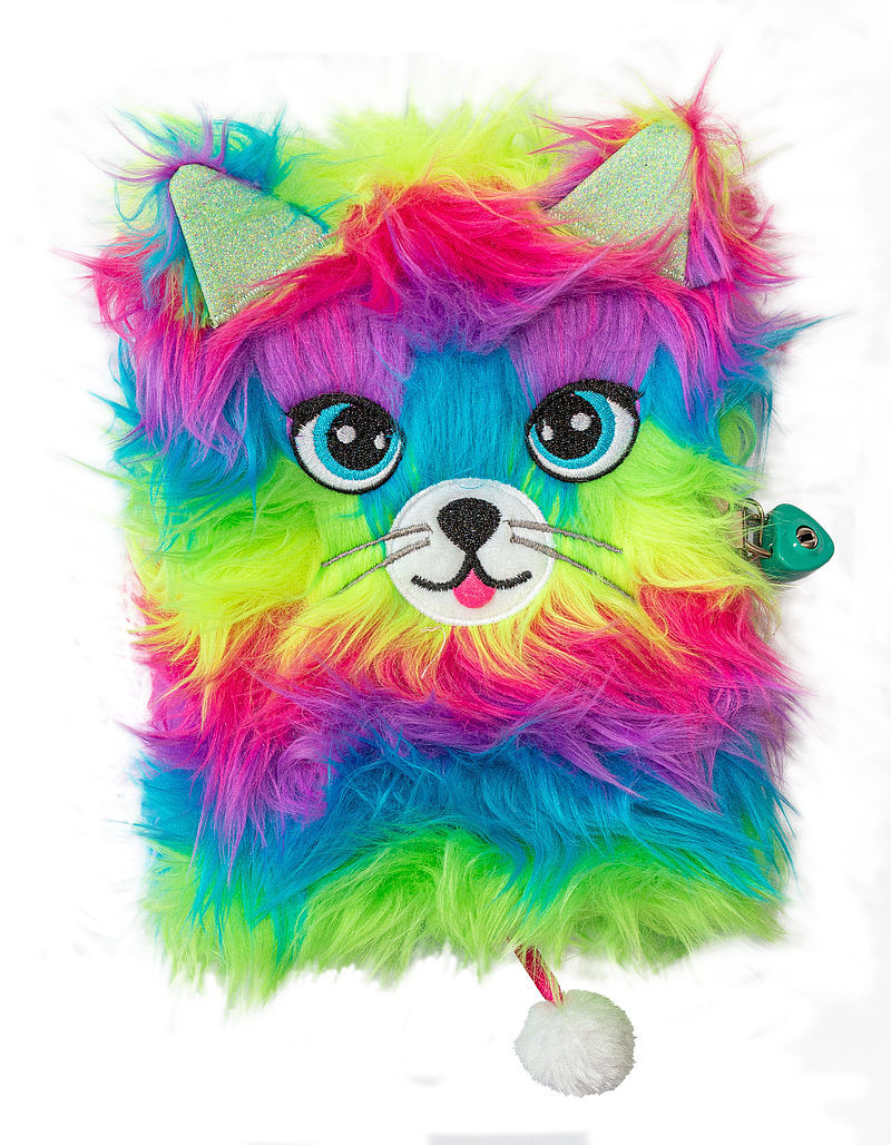 Pamiętnik z kłódką 3d włochacz rainbow cats a5 96 kartek
