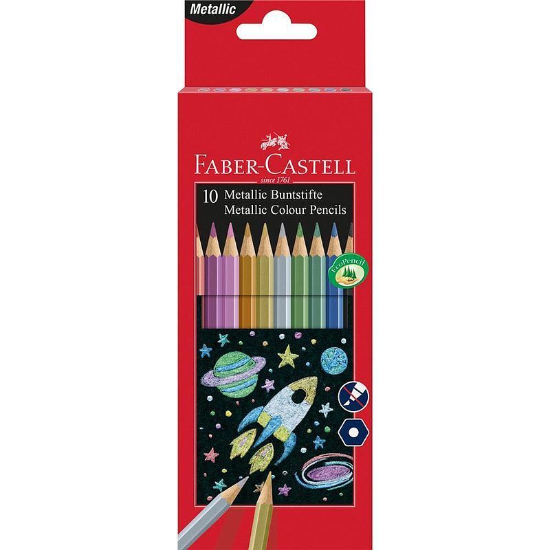Kredki ołówkowe metaliczne faber-castell sześciokątne 10 kolorów