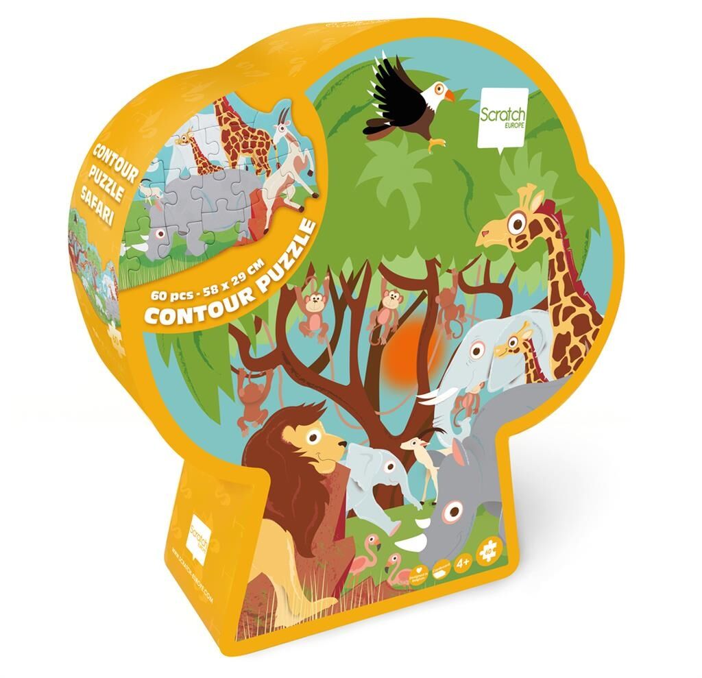 Puzzle konturowe Safari 60 elementów Scratch
