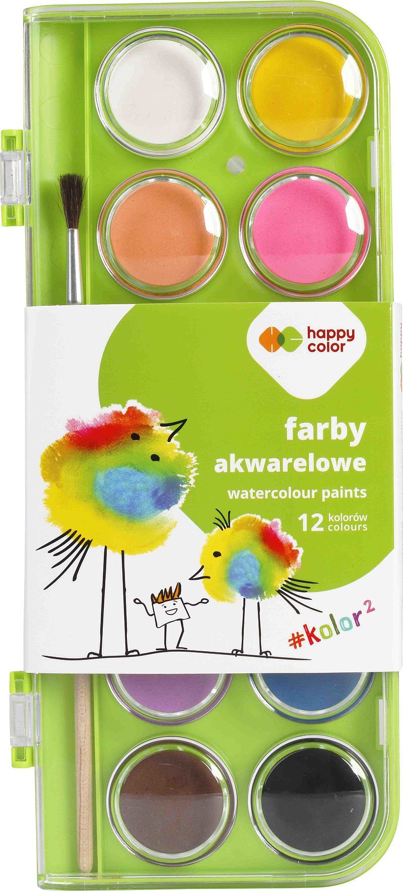 Farby akwarelowe premium 12 kolorów happy color