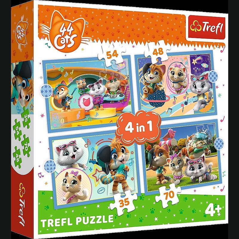Trefl puzzle 4w1 Kocia ferajna 44 cats