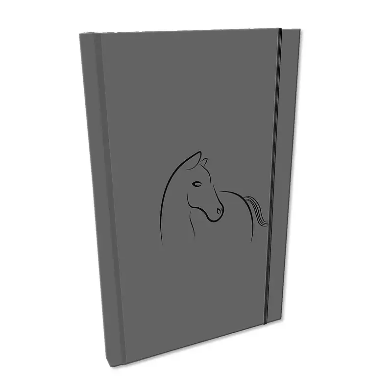 Notes a5 z gumką kratka soft touch koń szary bb230026