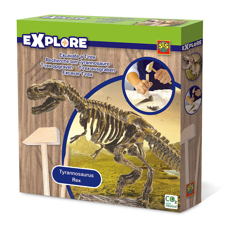 Mały archeolog wykopaliska t-rex