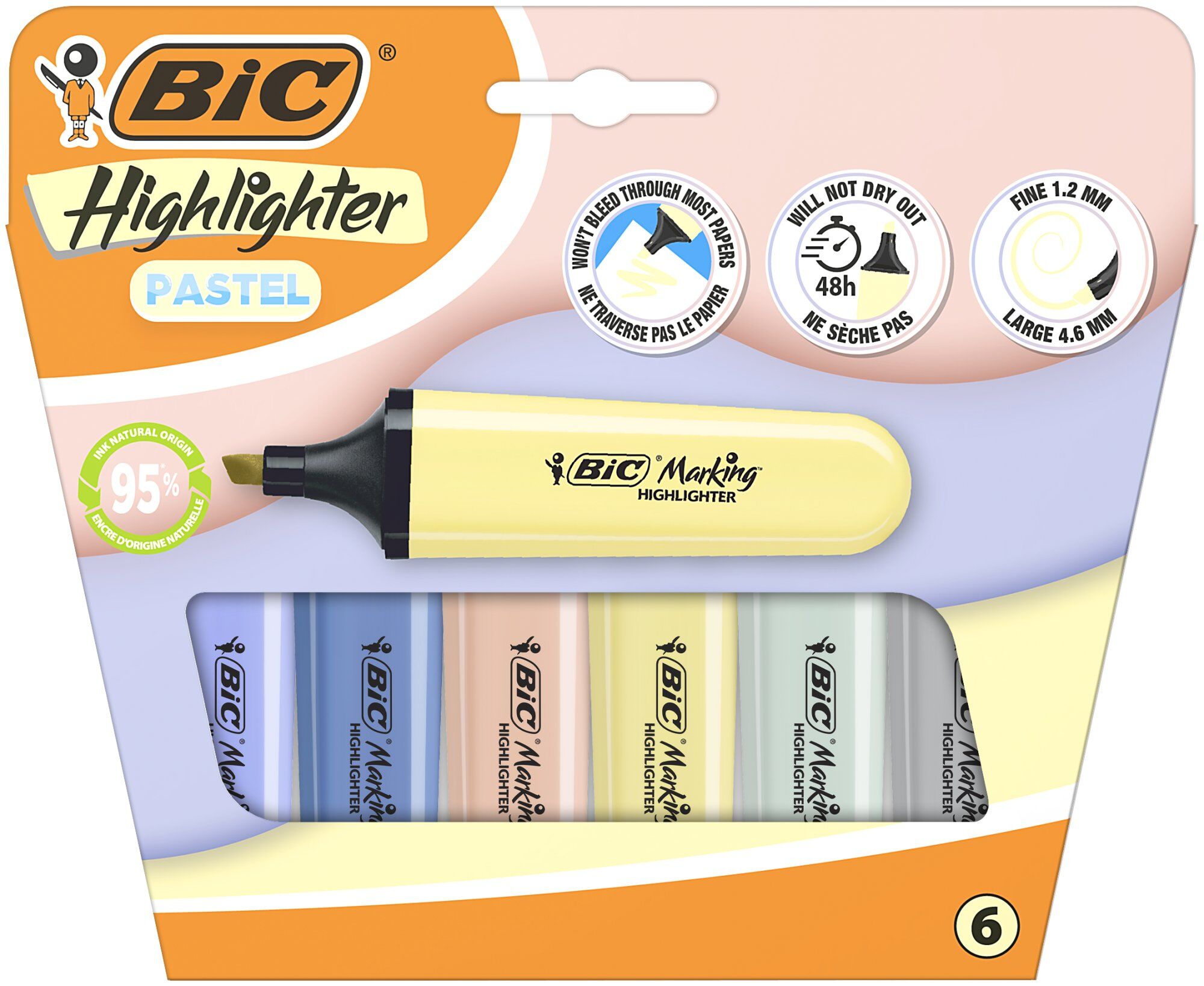 Zakreślacz BIC Flat Pastel Mineral Tones Highlighter 6 kolorów
