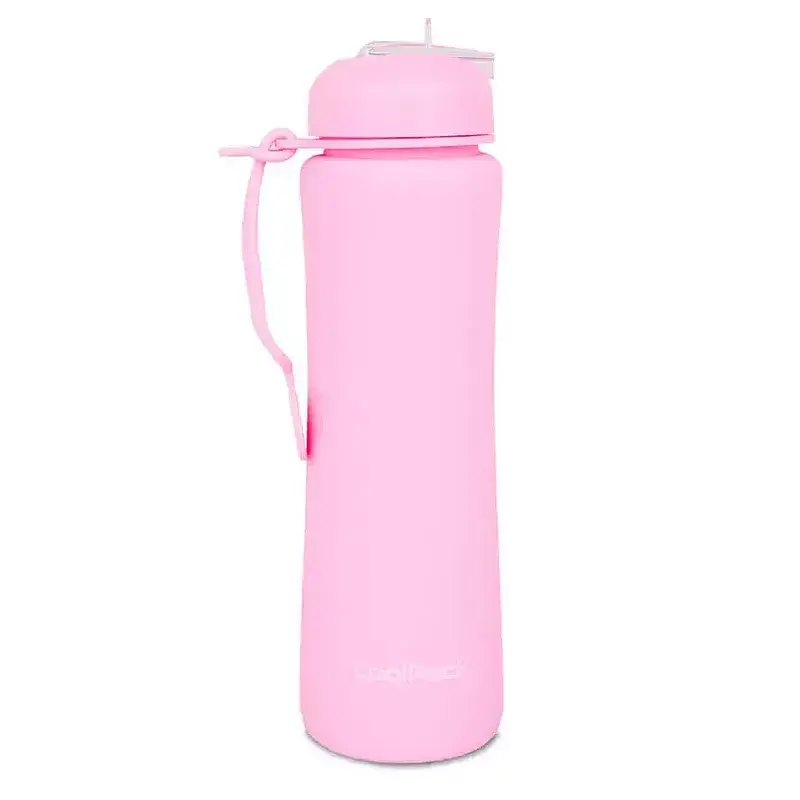 Bidon silikonowy pump 600 ml pudrowy róż