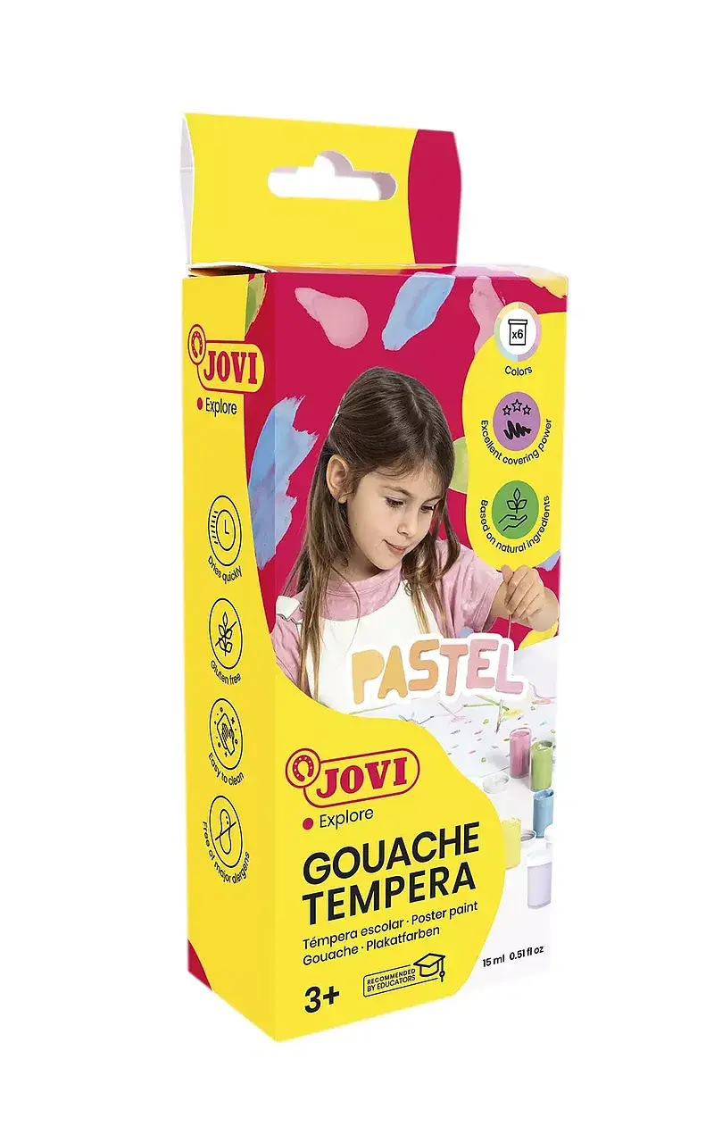 Farby plakatowe pastelowe 6 kolorów po 15ml pędzelek