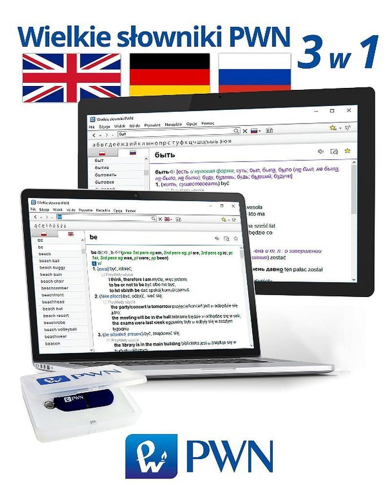 Wielkie słowniki PWN – 3w1: Wielki multimedialny słownik angielsko-polski polsko-angielski PWN-Oxford, Wielki multimedialny słownik niemiecko-polski polsko-niemiecki PWN oraz Wielki multimedialny słownik rosyjsko-polski polsko-rosyjski PWN