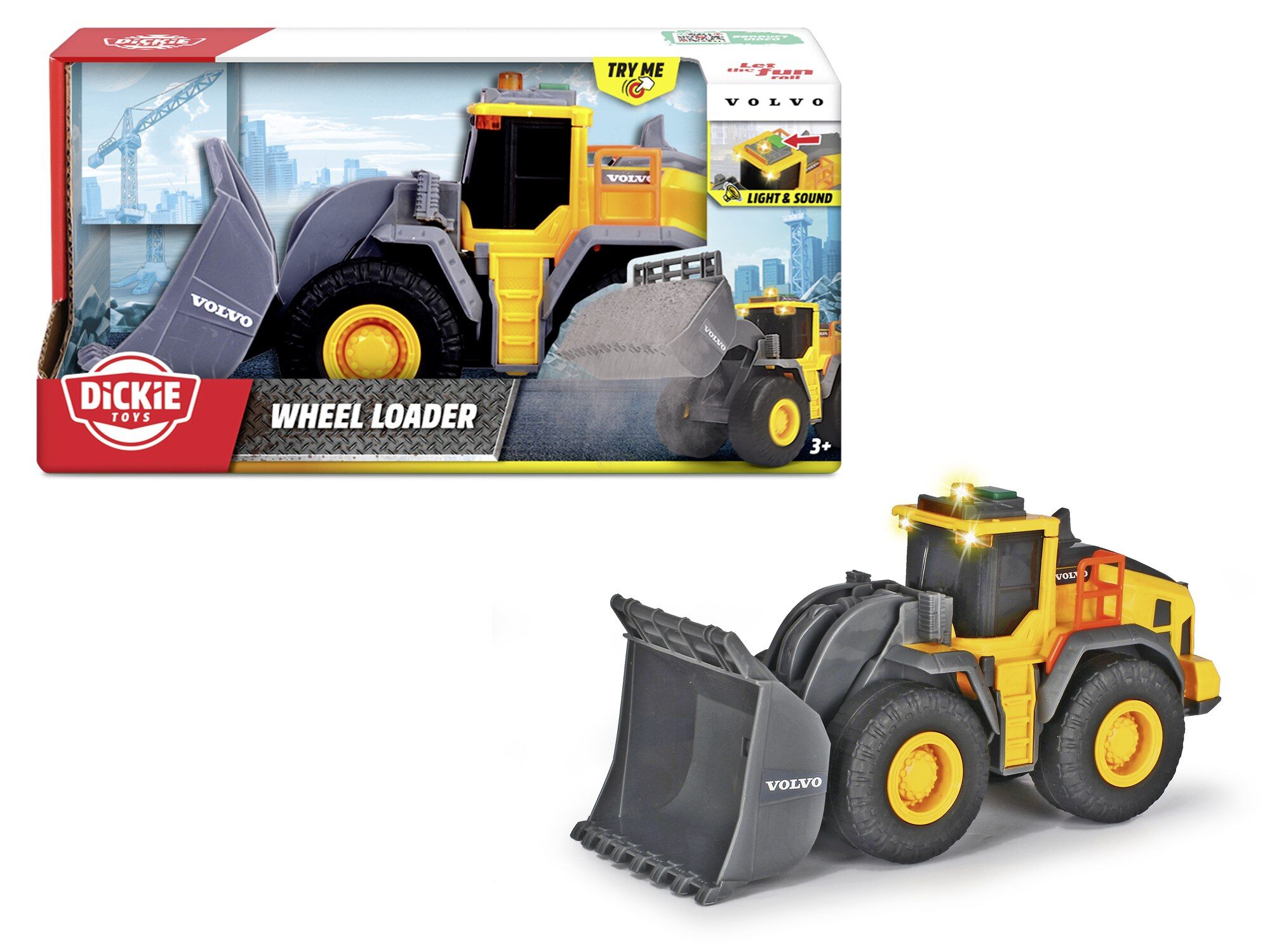 Spychacz Volvo ze światłem i dźwiękiem Dickie Toys 23 cm