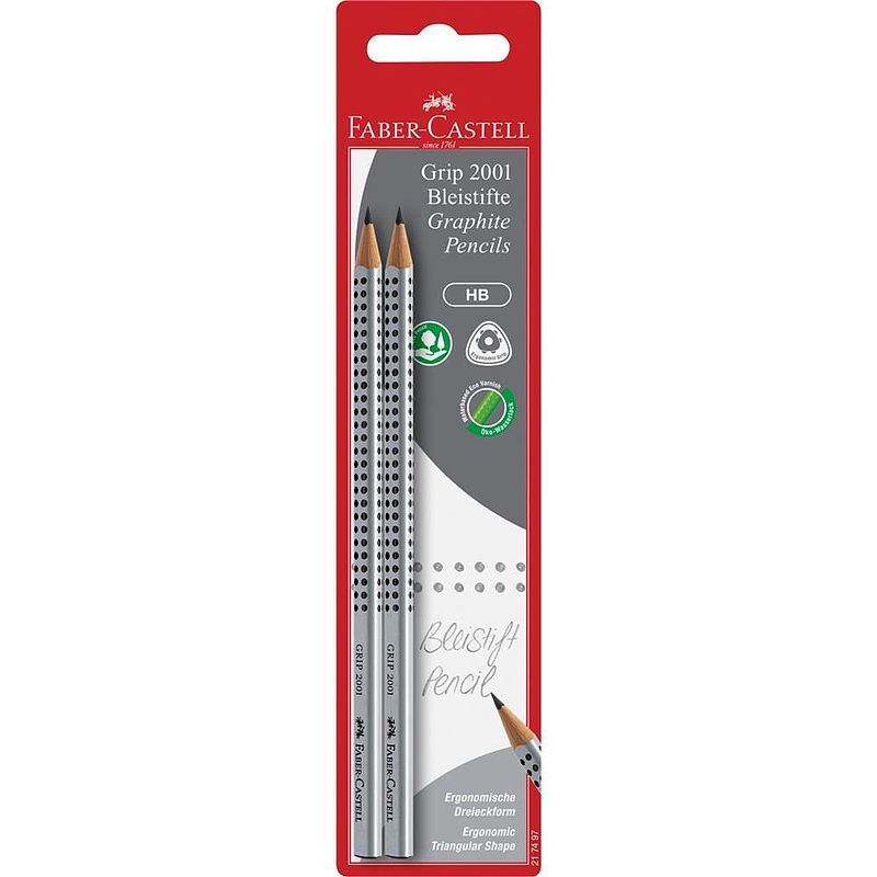 Ołówek faber-castell grip 2001 hb 2 sztuki blister