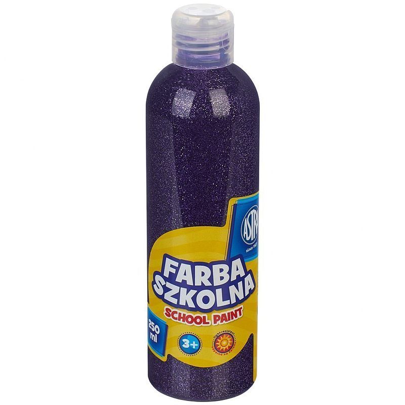 Farba szkolna naturalna tempera astra 250 ml brokatowa fioletowa (ametyst)
