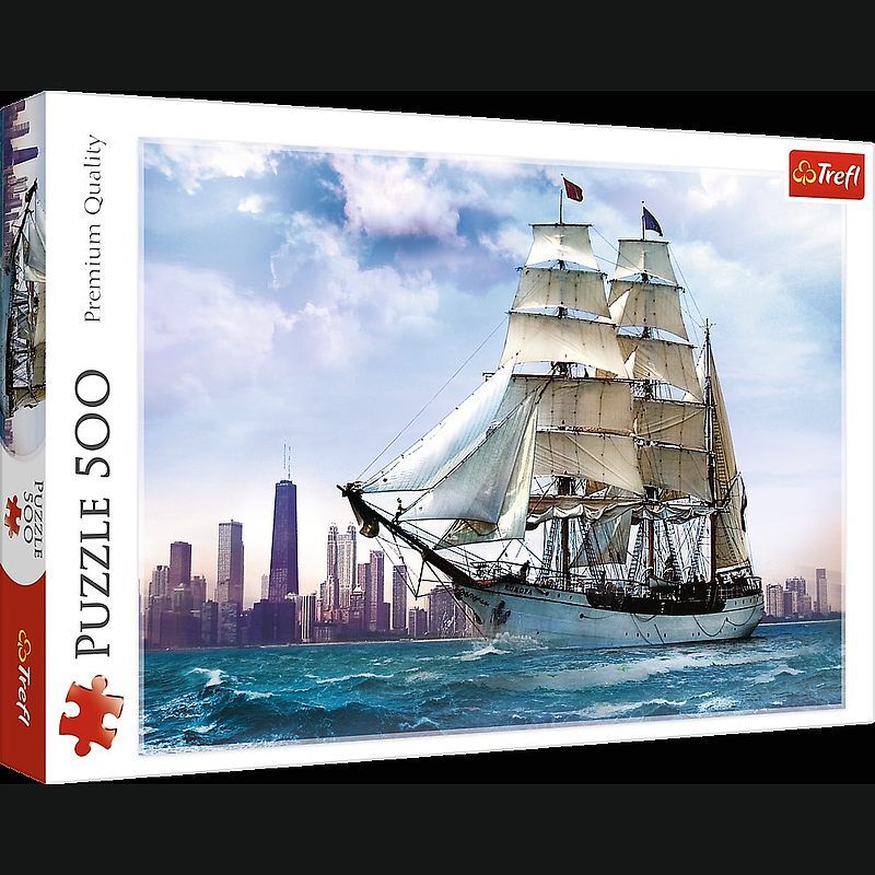 Puzzle 500 żaglowiec na tle chicago 37120