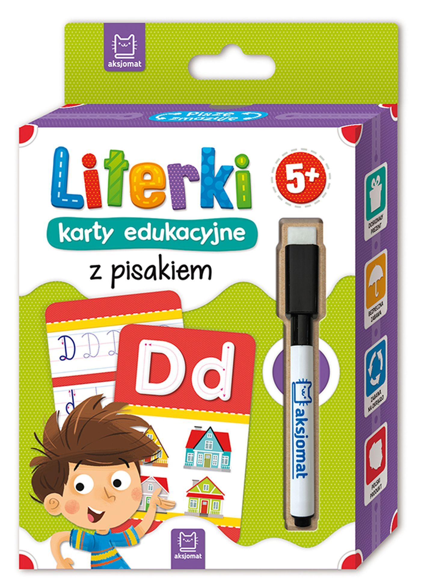 Literki – karty edukacyjne z pisakiem. 5+