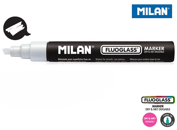 Marker do szyb milan fluoglass biały
