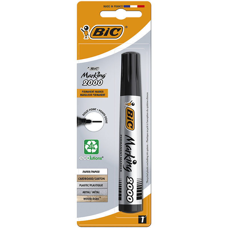 Marker bic marking 2000 ecolutions czarny okrągła końcówka blister 1szt
