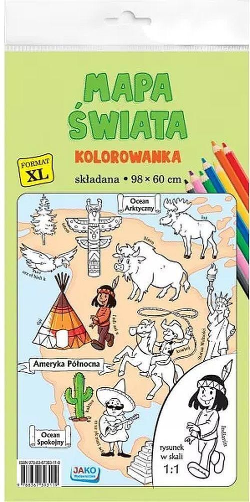 Kolorowanka xl mapa świata - kolor