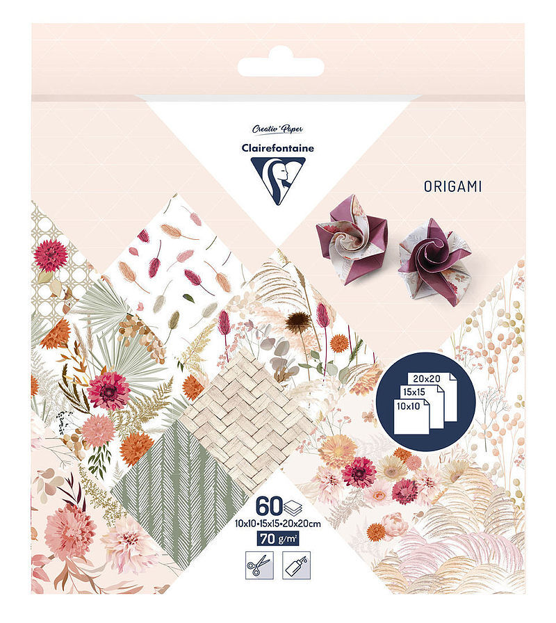 Papier origami kwiaty suszone 3 formaty 60 arkuszy