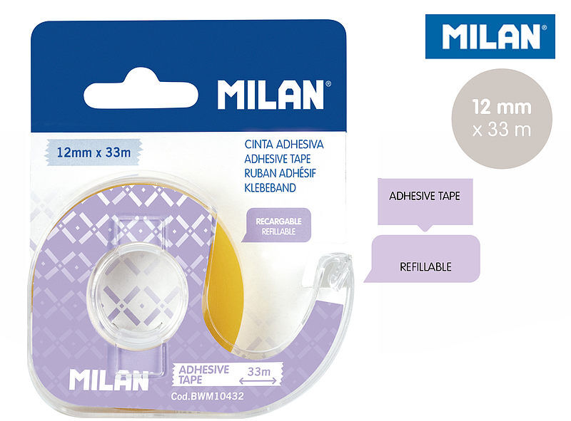 Taśma milan samoprzylepna 12 mm x 33 m z dyspenserem na blistrze