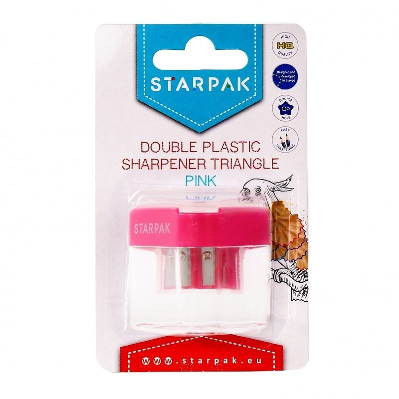 Temperówka starpak plastikowa podwójna trójkąt różowa