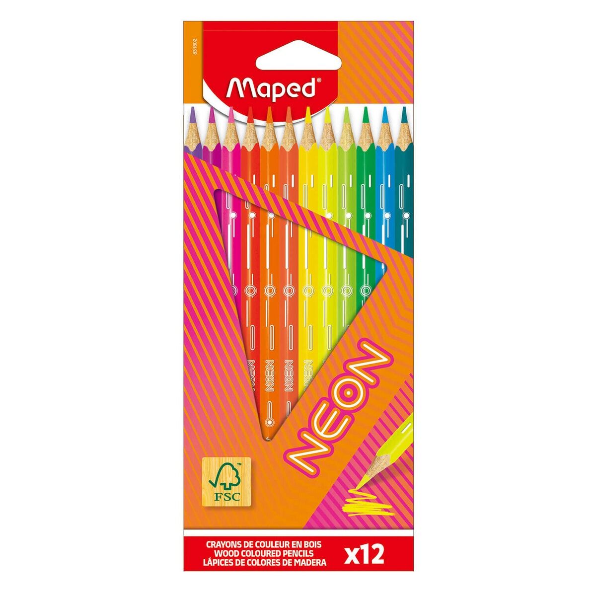 Kredki Neon trójkątne 12 kolorów