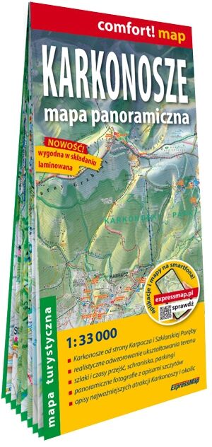 Karkonosze mapa panoramiczna laminowana mapa turystyczna 1:33 000