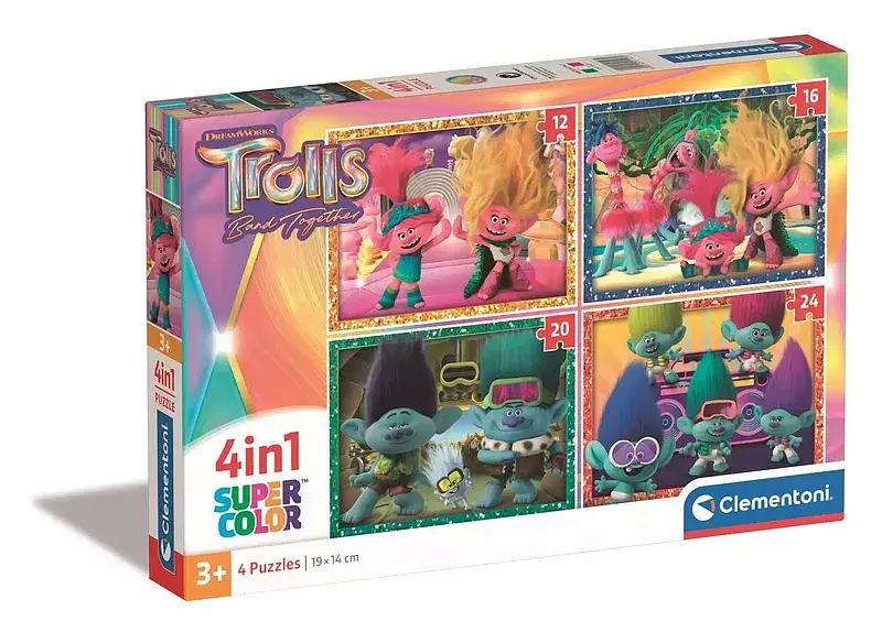 Puzzle 4w1 supercolor trolls 3 21527