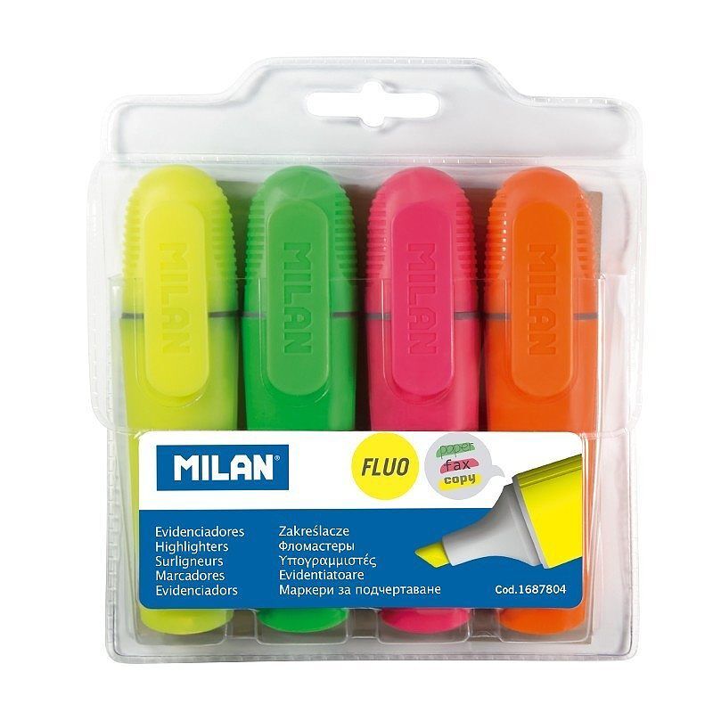 Zakreślacz milan fluo płaski 4 kolory