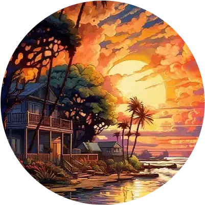 Malowanie po numerach owalne dom nad oceanem