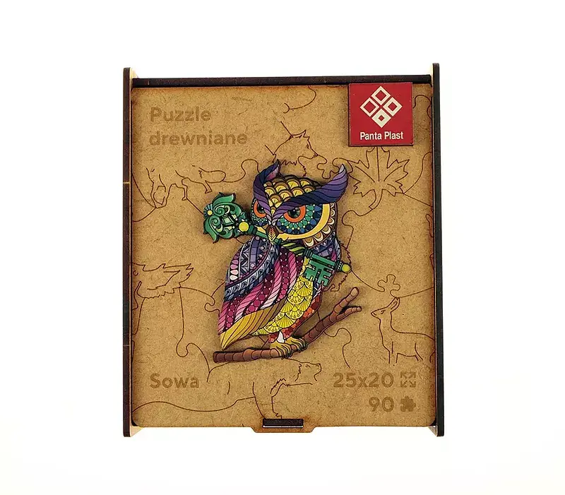 Puzzle 90 drewniane a4 sowa