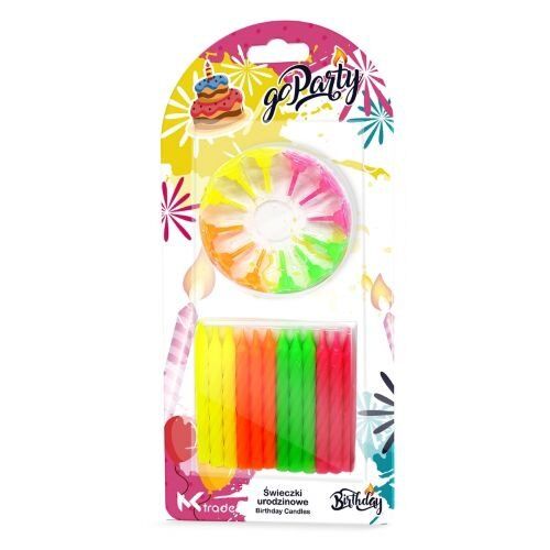 Świeczki urodzinowe Fluo 12 sztuk