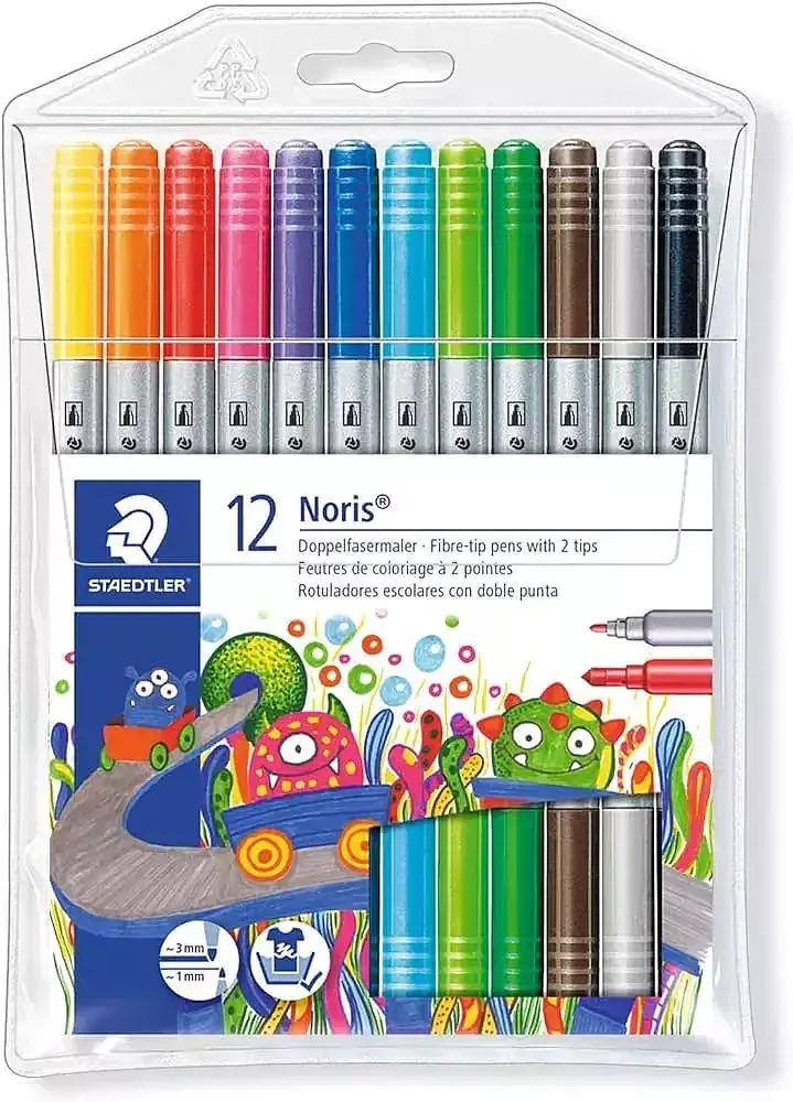 Flamastry dwustronne noris club 12 kolorów staedtler