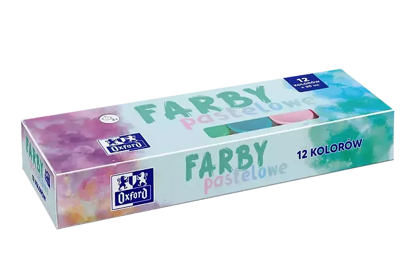 Farby plakatowe pastelowe oxford 12 kolorów 20ml