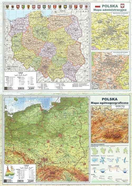 Administracyjna mapa Polski. Ścienna