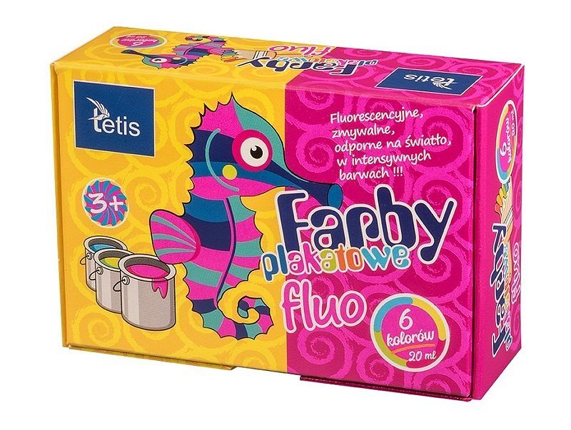 Farby plakatowe tetis fluo 6 kolorów 20ml