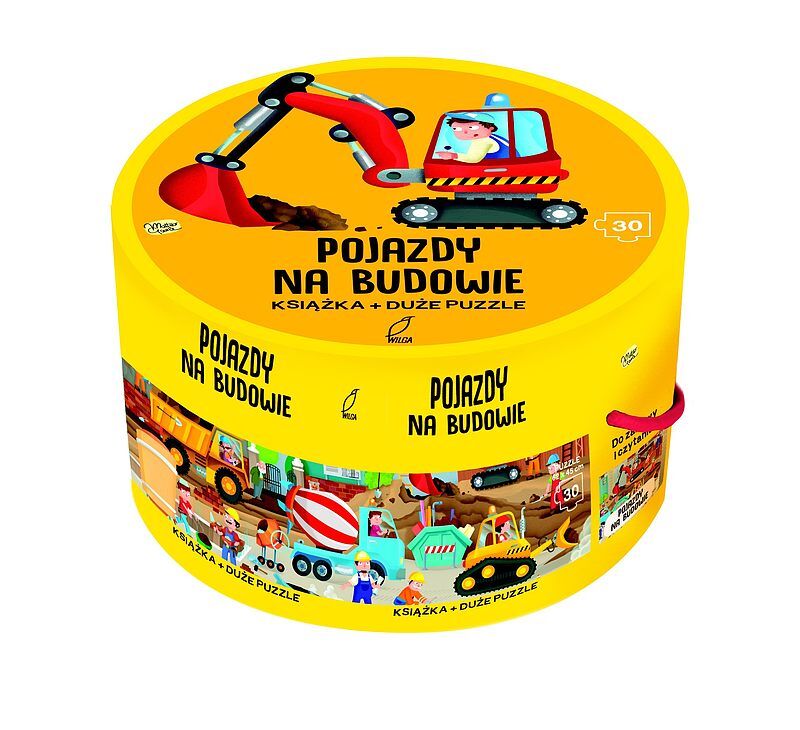 Na okrągło. Pojazdy na budowie. Duże puzzle + książka