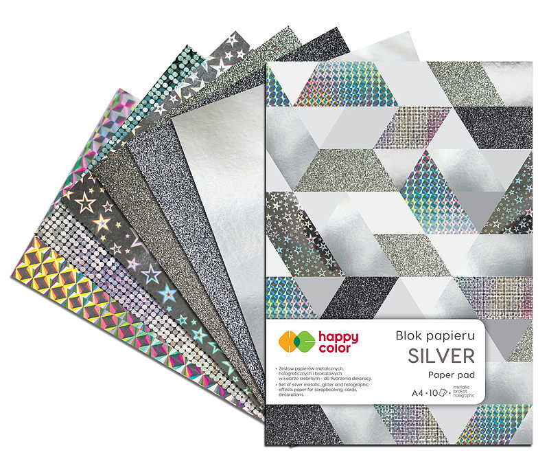 Blok happy color a4 10 wzorów silver 10 arkuszy 150-230g