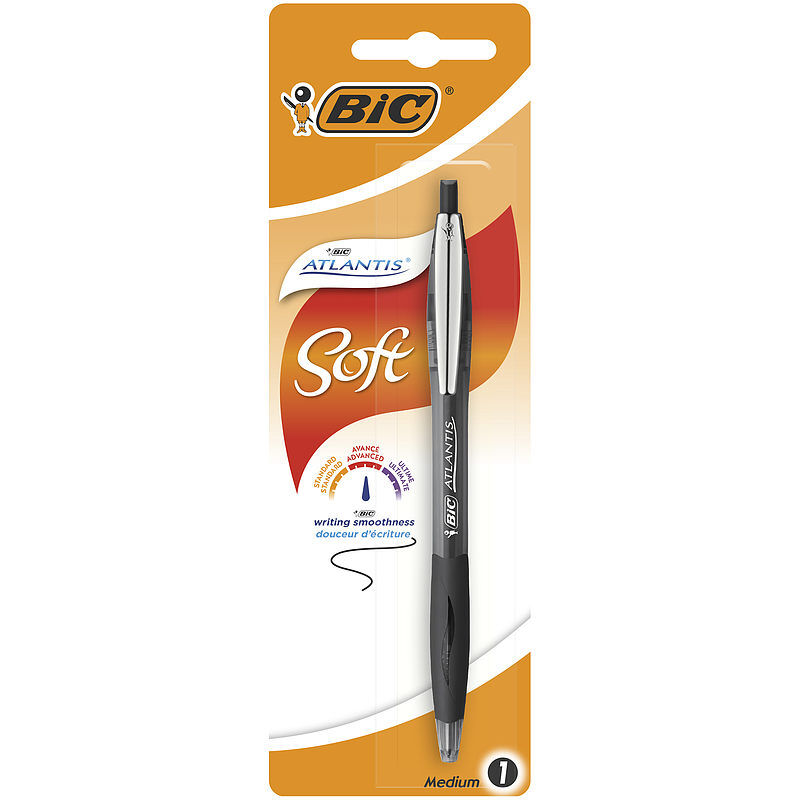 Długopis bic atlantis soft czarny blister 1szt