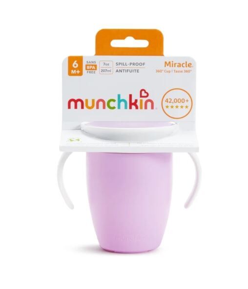 Kubek treningowy z uchwytami Munchkin Miracle 360° 207ml fioletowy