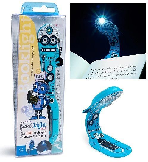 Lampka do książki robot niebieski flexilight pals