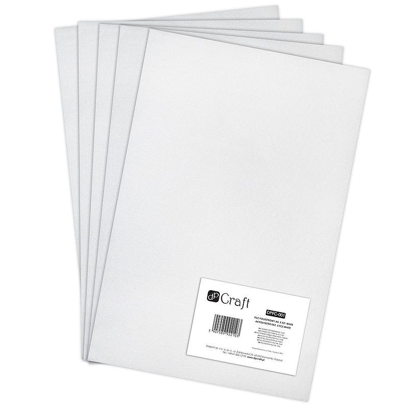 Filc poliestrowy a4 white 5 szt