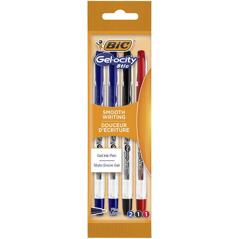 Długopis żelowy bic gel-ocity stic 0. 5mm ast pouch 4szt