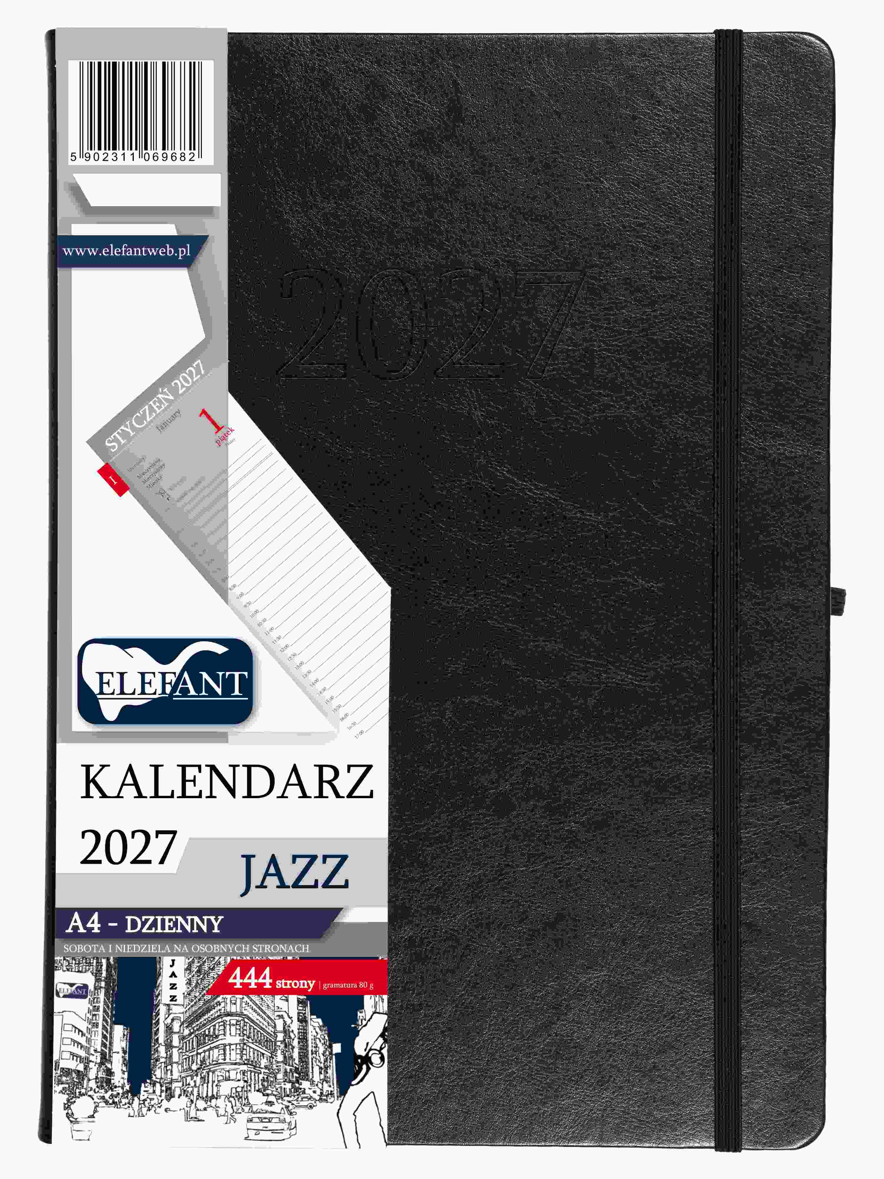 Kalendarz 2027 Jazz A4 dzienny czarny