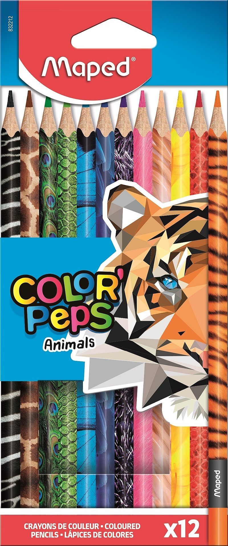 Kredki ołówkowe maped colorpeps animals trójkątne 12 kolorów