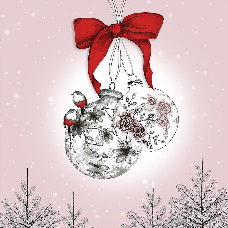 Karnet swarovski kwadrat bn cl0811 bombki z kokardą