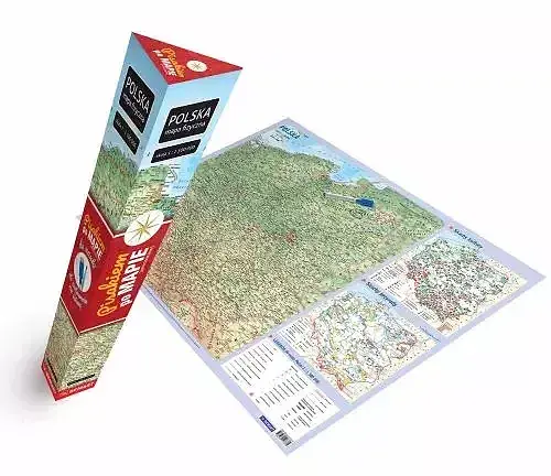 Plakat mapa fizyczna polski