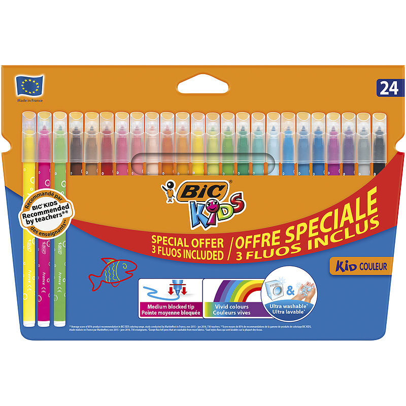 Flamastry Kid Couleur Fluo Pudełko 20+4 sztuki