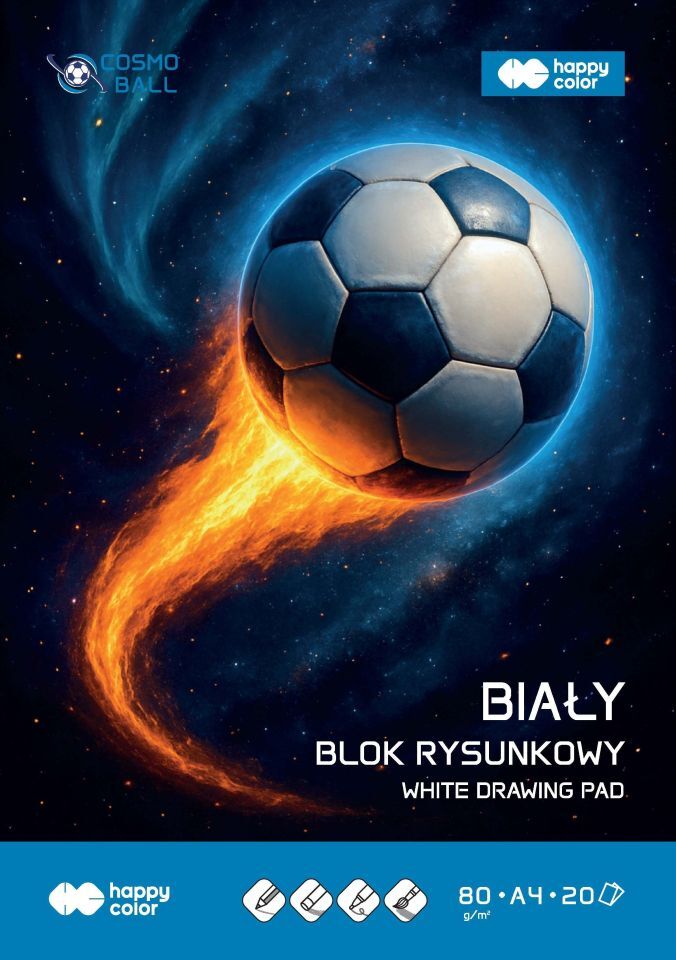 Paczka Blok rysunkowy biały Cosmo Ball A4 80g. 20ark. Happy Color 20 sztuk