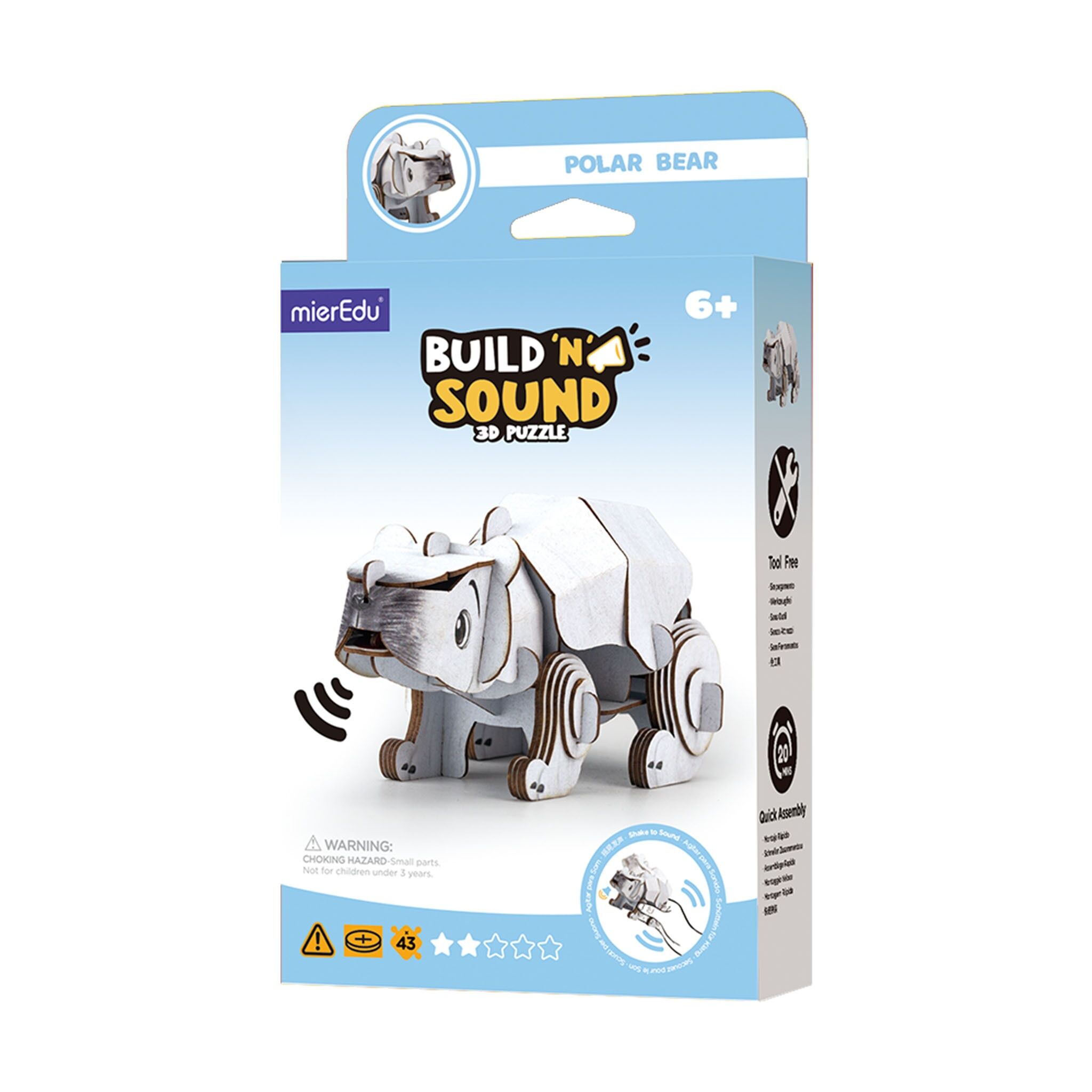 Puzzle 3D Buduj i słuchaj Niedźwiedź Polarny