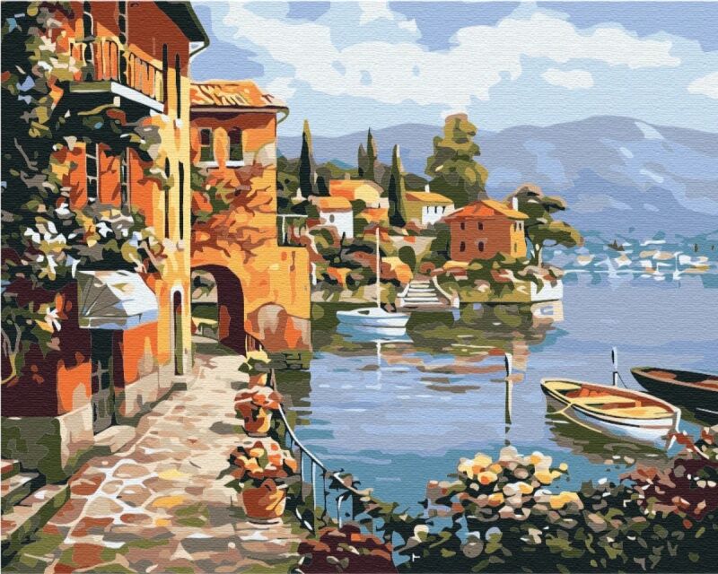 Malowanie po numerach BRUSHME 40x50 cm Przytulne Miasto Nadmorskie