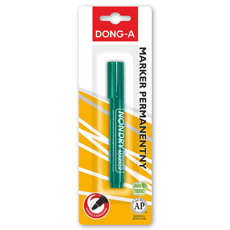 Marker permanentny okrągła końcówka zielony dong-a blister